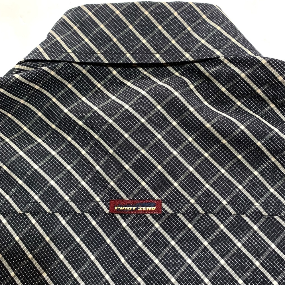 Point Zero Black Button Down Shirt Fitted Size Me… - image 2